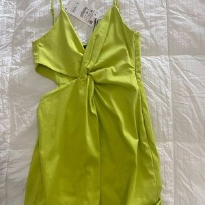 Zara cut out mini lime green dress